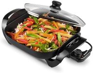 Emperial Multi Cooker Skillet - Multi-Function Electric Frying Pan Cooker, Non-Stick Surface with Vented Glass Lid, Adjustable Temperature Control 30cm x 30cm Pan Size - 1500W