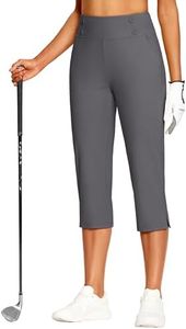 ISEEGZ 21" Capri Pants for Women High Waist Stretch Women's Golf Capris for Summer with Pockets Work Casual Dark Grey