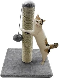Unibos | Cat Scratching Post | Cat Activity Centre | Kitty Climbing Tree | Kitten Play Tower with Hanging Toys | Natural Sisal White | 40cm
