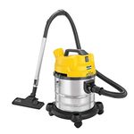 KENT Wet and Dry Vacuum Cleaner KSL 612|1200 W|Blower Function|Flexible hose|Extension tube|Crevice tool|Floor brush|Wet brush| Filter bag|20L Stainless steel body|Rubberized Wheels|Metallic silver