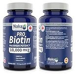 Naka Platinum PRO Biotin Maximum Potency 10,000 mcg promotes Healthy Hair, Skin and Nails - BONUS SIZE 90 Capsules (60+30 FREE)