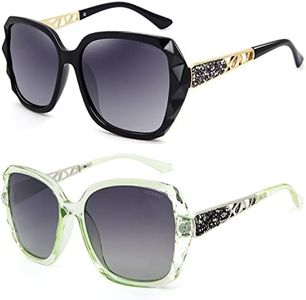 LECKIRUT Oversized Sunglasses for Women Polarized UV Protection Classic Fashion Ladies Shades Black Frame Grey Lens Cyan Frame Grey Lens