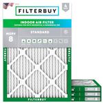 Filterbuy 13x18x1 Air Filter MERV 8 Dust Defense (4-Pack), Pleated HVAC AC Furnace Air Filters Replacement (Actual Size: 13.00 x 18.00 x 1.00 Inches)