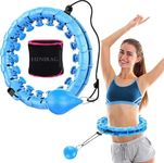 HENIRAG® Fitness Weighted Hula Circle for Adults Weight Loss, Infinity Fitness Hoop Plus Size 52 Inch with Sweat Belt, Include 24 Detachable Links and Waist Trainer for Women (Design-2)