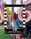 LaVenty Black Gold 16th Birthday Party Photo Booth Props 16th Birthday Photo Frame Sweet 16 Birthday Photo Frame