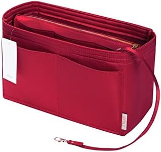 ZTUJO Purse Organizer Insert, Felt Bag Organizer with Metal Zipper, Handbag & Tote Shaper, For Speedy Neverfull Tote, 7 Sizes(X-Large,Ruby)