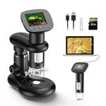 Handheld Digital Microscope D-MS1 with 2" IPS Screen - Take pictures & videos - Download to PC & Mac - 1000X Pocket Microscope for Kids/Adults with Stand 32G SD Card - Use Indoors&Outdoors (black)