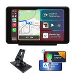 plimpton 2024 Portable Carplay Android Auto Screen for Car, 7 Inch IPS Touch Screen Wireless Car Play Driveplay Multimedia Player with Voice Control, BT, Mirror Link for All Vehicle