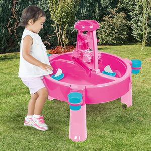 DOLU Kids 3-in-1 Sand & Water Pit with Drawing Table – Pink Outdoor Play Desk