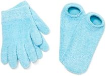 NatraCure Moisturizing Gel Booties and Gloves Set - (for dry skin, dry hands, feet, cracked heels, cuticles, rough skin, dead skin, use with your favorite lotions) - 155/175-AQ/RET - Color: Aqua