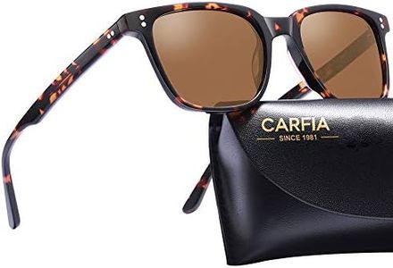 Carfia Polarized Sunglasses for Women Men Vintage Designer Sunglass for Driving Holiday Traveling, UV400 Protection, 46mm (Square - Brown lens) (Square - Brown lens)(Size: One Size)