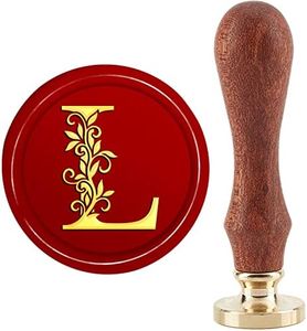 CRASPIRE Initial Alphabet L Wax Seal Stamp Vintage Botanical Leaves Letter Sealing Wax Stamps 30mm Removable Brass Stamp Head with Wood Handle for Wedding Invitation Christmas Thanksgiving