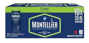 Montellier Carbonated Natural Mineral Water with Lime Flavour 10x355mL