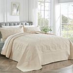 ENJOHOS California King Quilt Sets - Oversized King Bedspreads 128x120, Extra Wide Large King Size Quilts for Bed, Lightweight Reversible Microfiber 3Pieces Cal King Beige Quilt