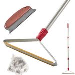 Carpet Rake for Pet Hair Removal with 60″ Long Handle, 1 Mini Carpet Scraper Included, Reusable Dog Cat Hair Fur Remover Brush Broom, Metal Lint Remover Tool for Fluff Carpet, Rug, Car Mat and Couch