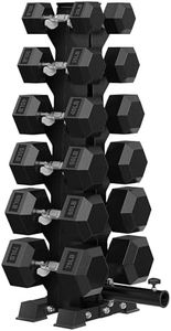 HANDBODE Dumbbell Rack with Weights, 6 Tier A Frame Weight Storage Rack with 600 LB Dumbbell Sets, Weight Stand for Dumbbells, 600 LB Total Capacity, Space-Saving Weight Storage Rack for Home Gym