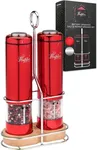 Radiant Red Spice Symphony With Electric Red Salt and Pepper Grinder Set - Illuminated, Battery-Operated, Refillable