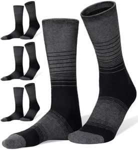 FITRELL 4 Pack Men's Merino Wool Hiking Socks, Wicking Cushioned, Warm Thermal Lightweight Boot Crew Dress Socks, Black, X-Large, Shoe Size 12-15