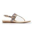 Cole Haan Women's Francine Demi Wedge Sandal, Python Printed Leather/Cement, 4 UK