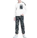 LOLANTA 2-Piece Boys Camouflage Outfit Teen Long Sleeve T-Shirt + Trousers Clothes Set (White, 12-14)