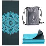 Avoalre Large Foldable Yoga Mat Travel Non Slip Portable 183x61x0.5cm Gym Mats for Pilates Fitness Exercise Mat for Women Men with Travel Carry Bag