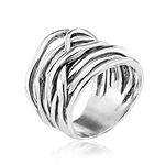 925 Sterling Silver Ring Highway Multi Strand, Oxidized, Vintage Look Stylish Hypoallergenic, Nickel and Lead-free, Artisan Handcrafted Designer Collection Made in Israel (Size 5-11)