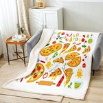 Homemissing Pizza Sherpa Blanket Sausage Pizza Fleece Throw Blanket for Bed Sofa Kids Food Themed Plush Blanket Utra Soft Fast Food Fuzzy Blanket Bedroom Delicious Gourmet Flannal Blanket 40x50 Inch