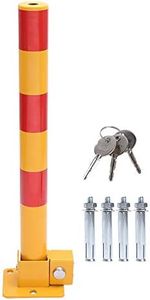 KATSU Bolardo de Bloqueo de Espacio para Estacionamiento de Automóviles Bloqueable Plegable Poste de Barrera de Parking de Coche, Amarilla y Roja, 60cm de Altura