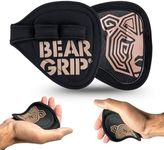 BEAR GRIP® Neoprene Gym Gloves for Men & Women – Hygienic Alternative to Weight Lifting Gloves, Open-Hand Grips for Weight Lifting, CrossFit, Barbell & Dumbbell Workouts, Gym Grip Pads (Black-Rubber)