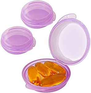 Small Pill Box (3 Pack), Daily Mini Pill Organizer Portable for Purse Pocket,Travel Pill Case Medicine Storage Container Earplug Case (Purple)