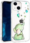 JOYLAND Cute Cartoon Elephant Phone Case for iPhone 12 & 12 Pro Crystal Clear Girly Green Phone Case for Girls Women