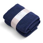 Cottoneclat Luxury Bath Towel Set of 2, 100% Organic Turkish Cotton, Premium Zero Twist Yarn, Superior Softness and Absorbency, LuxTouch Active, 70x140cm, Naby Blue