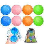 SOPPYCID Reusable Magnetic Water Balloons, 8PC Refillable Water Bomb Splash Balls Self Sealing Quick Fill, Latex-Free Silicone Water Toys for Kids Adults Water Games Outside Summer Fun Party