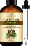 Handcraft Blends Castor Oil with Rosemary and Peppermint Oil - 118 ml - 100% Pure and Natural - Premium Grade Hair and Body Oil - for Hair Growth, Eyelashes and Eyebrows