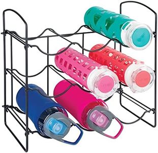 mDesign Metal Wire Free-Standing Water Bottle Rack - Storage Organizer for Kitchen Countertops, Matte Black