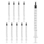 10 Pack 1ml Plastic Syringe without Needle,Sterile Syringe for Feeding,Liquid Measuring Syringe Tool for Lab,Colostrum,Watering, Refilling, Feeding Pet,Oil,Glue Applicator(1ml 10PCS)