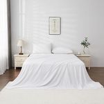 LINENOVA Vintage Washed Queen Sheet Set - 4 Piece Premium 1800TC Ultra-Soft Microfiber Bed Sheets - Cotton-Like Texture - Breathable and Soft- Sheets & Pillowcases (Queen, White)