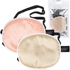 eZAKKA Eye Patches for Adults Kids Left Right Eye, 2PCS Silk Eyepatches for Lazy Eye After Surgery (M, Brown+Orange)