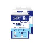 Medi Super Dry Adult Pull-Up Diaper Pants XXL - High Absorbency, Leak Proof, Overnight Protection, Odour Control - Elastic Waist (152-203 cm/60-80 Inches) - 20 Pieces, Pack of 2