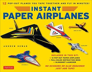 Instant Paper Airplanes Kit: 12 Pop-out Airplanes You Tape Together and Fly in Minutes! [12 precut pop-out airplanes; slingshot launcher, tape & full-color book]