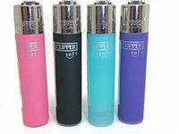 4 x Clipper Soft Touch Lighters Gas Refillable Flint Lighter - Genuine Clipper Original (Pink, Black, Turquoise, Purple)