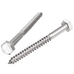 sourcing map Hex Lag Screws, M10 x 120mm 304 Stainless Steel Half Thread Self-Tapping Bolts for Wood Screw 5Pcs