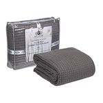 HILLFAIR 100% Combed Cotton Blanket– Twin Size Bed Blankets– Warm Soft All Season Breathable Lightweight Summer Blankets– Waffle Weave Home Decor Bed Blanket- Grey Twin Bed Cotton Blankets/Bedcovers