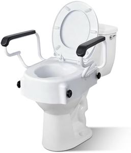 XIAOSHUNER Raised Toilet Seat with Handles - Adjustable Height - Add 5 inches - Toilet Seat Risers for Seniors - Supports 300lbs - for Standard/Round Toilet, Includes Lid, Elevated Toilet Seat, White