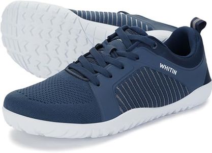 WHITIN Men's Wide Width Trail Running Shoes Barefoot Minimalist Sneaker Zero Drop Cross Country Training Hiking Outdoor Fitness Weightlifting Dark Blue 42
