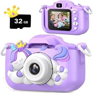 Upgrade Kids Camera, Christmas Birthday Gifts for Girls Boys, 1080P HD Selfie Digital Video Camera for Toddlers, Cute Portable Little Girls Boys Gifts Toys for 3 4 5 6 7 8 9 Years Old