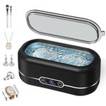 Miorcols Ultrasonic Cleaner, Professional 48KHz Ultrasonic Jewelry Cleaner, Ultrasonic Glasses Cleaner with Dual Cleaning Modes for Jewelry, Eyeglasses, Watches & More - Jet-Black