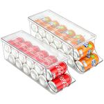 Puricon 2 Pcs Soda Can Fridge Dispenser Organizer, Clear Plastic Storage Drawer Organizer Canned Food Pop Cans Beverage Container with Lid -Standard