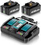 Uionvot 2 Pack 8.0Ah High Capacity Battery and Charger Combo Replacement for Makita 18V Battery Compatible with BL1860B BL1850B BL1840B BL1830B BL1820 BL1815B with LED Indicator