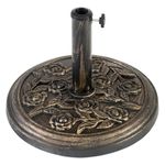 ANGIX 9KG Cast Iron Effect Parasol Base with Floral Rose Design - Heavy Duty Garden Patio Furniture Stands for Umbrella, Canopy, Gazebo, Awning & Outdoor Decor Use